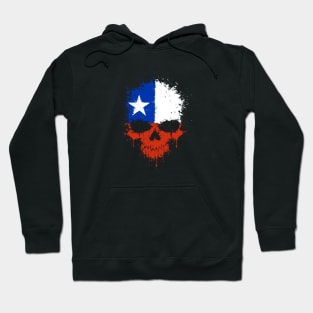 Chaotic Chilean Flag Splatter Skull Hoodie